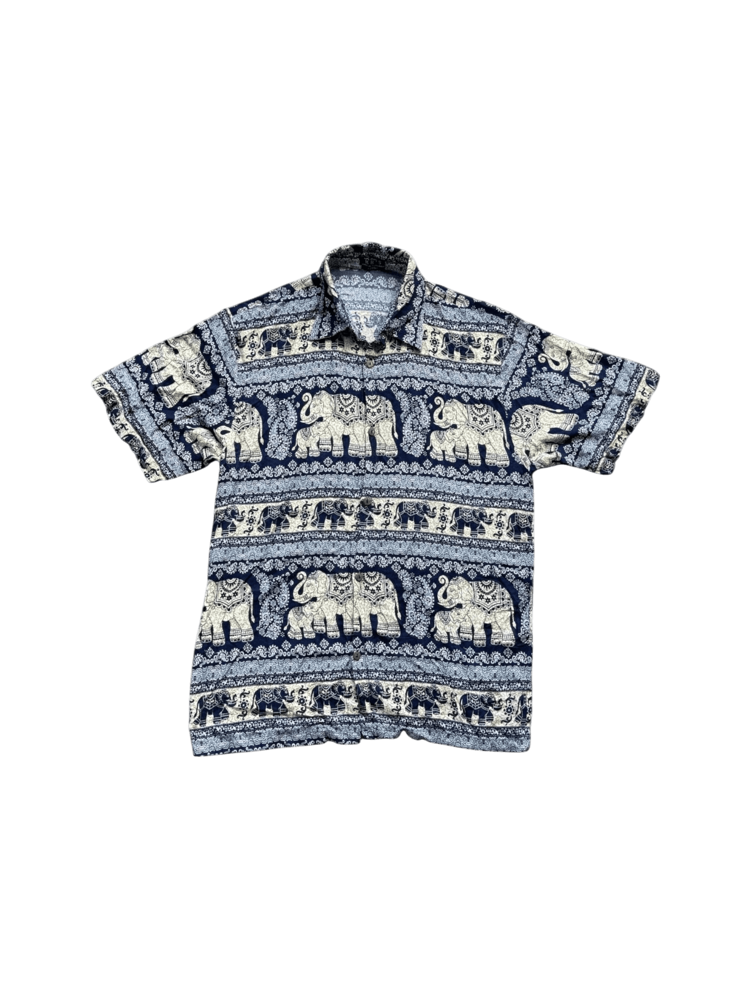 Kris Elephant Print Short Sleeve Button Down Shirt 2XL primary product image